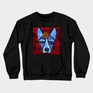 Quirky Funny Dog Face With Flower Crewneck Sweatshirt